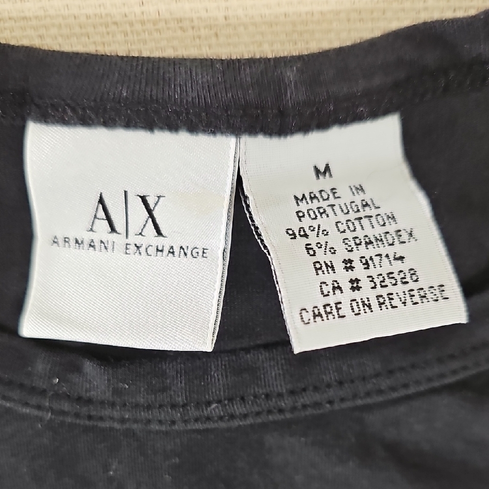 Armani Exchange Black Tee Medium Y2K - Picture 2 of 8